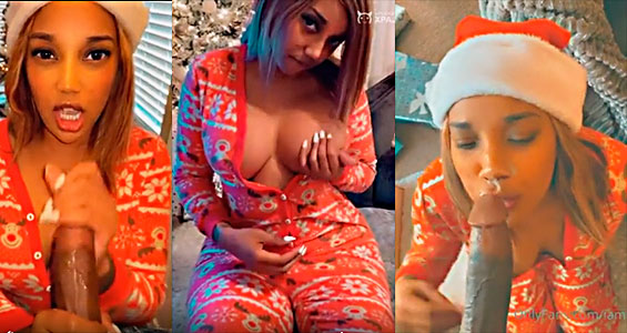 Big booty Kapri Styles gets cum on her face at Christmas
