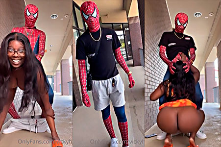 on halloween day big buttocks girl invites spider man to fuck